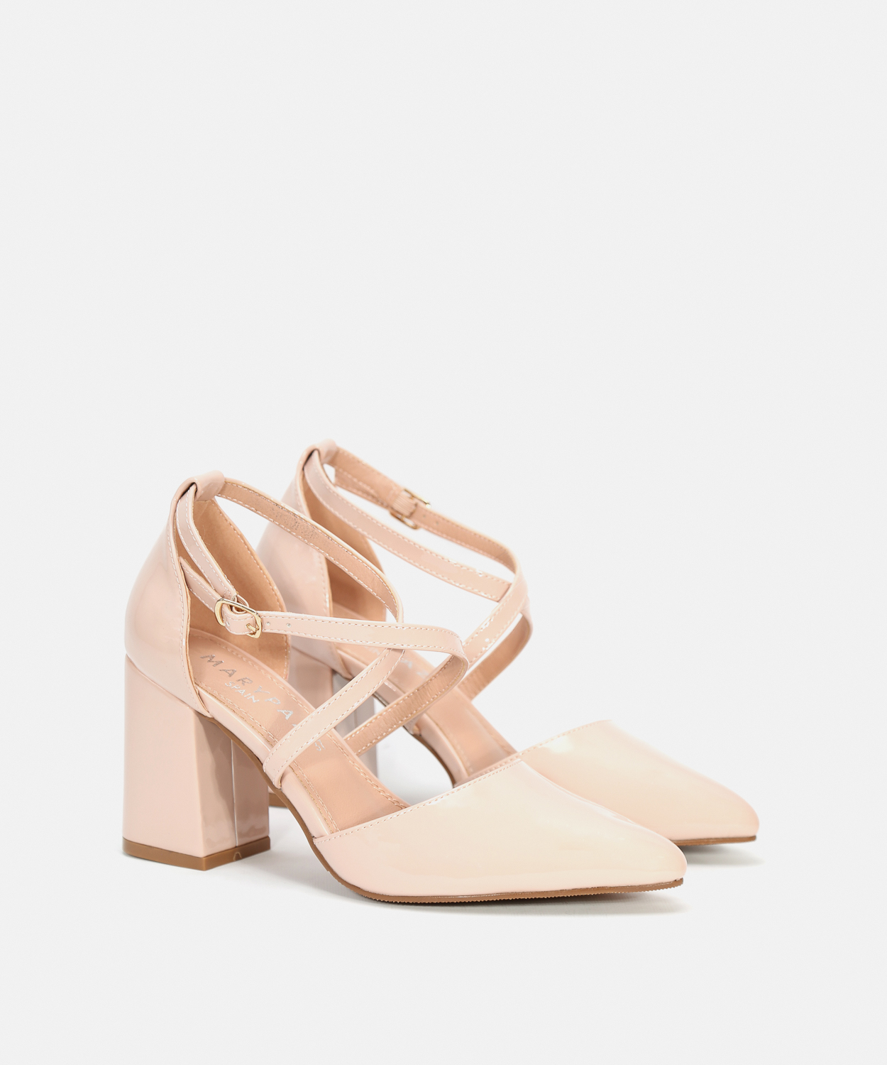 Sapatos salto tiras cruzadas